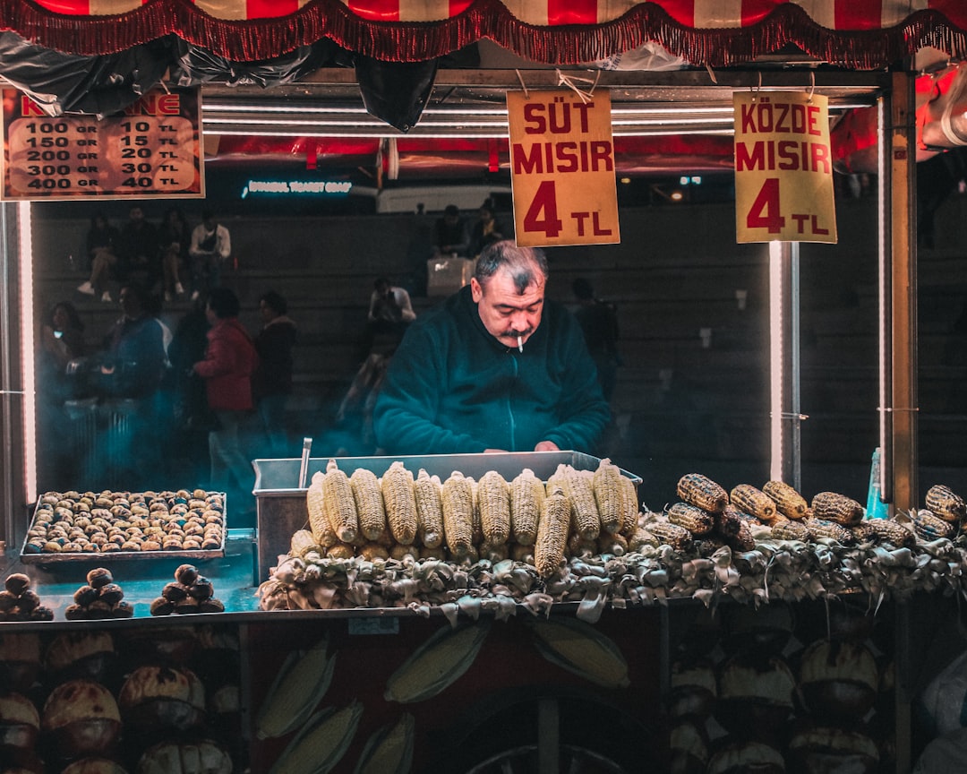 Turkish street food koktec simit baklava market