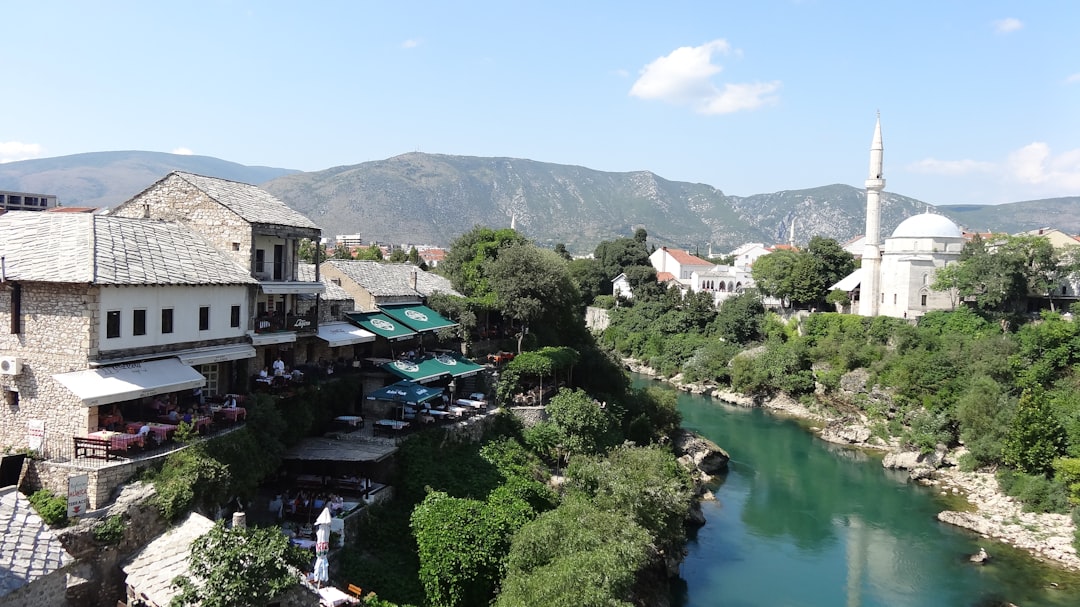 Mostar Old Bazaar narrow street cafes outdoor seating