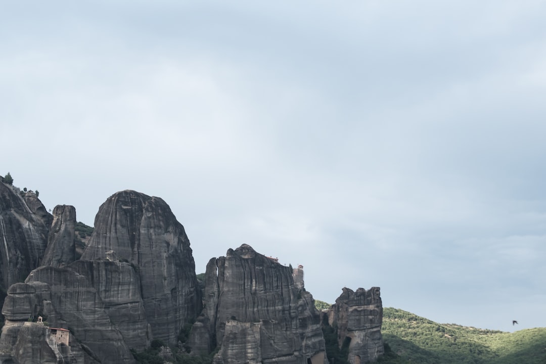 Varlaam Monastery Meteora Greece leaning cliff fresco detail